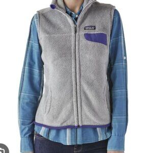 Patagonia Women’s Re-Tool Grey Purple Fleece Full Zipper Vest Size Large
